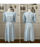 Vintage 70s 80s Jeri Lee Light Blue Satin Stripe Dress S - €23,48 EUR