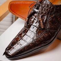Cancun Genuine Hornback Caiman Crocodile dress Shoes Brown image 13