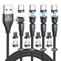 540 7 pin Rotation USB Magnetic Charging Cable 3 in 1 Charger 4 Pack 3ft 3ft 6ft - £41.23 GBP