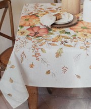 Printed Tablecloth 60&quot; Round, Sunflowers, Leaves &amp; Acorns, Sunset Harvest, Bm - £23.38 GBP