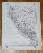 1921 Vintage Map Of Peru / Reverse Side Venezuela French Guiana Guyana Suriname - £16.20 GBP