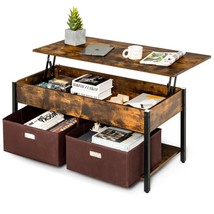Rustic FarmHouse Lift-Top Multi Purpose Coffee Table with 2 Storage Drawers Bins - £225.78 GBP