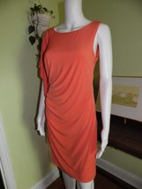 Calvin Klein Dress Draped Goddess Stretch Poly Jersey Dress Orange Mango... - $29.69