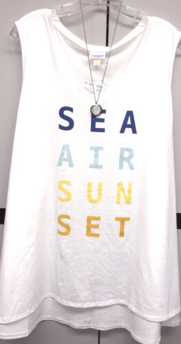Primary image for NWT LuLaRoe 3XL White “Sea Air Sunset” Graphic KRISTINA Tank Top