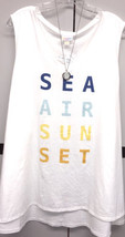 Nwt Lu La Roe 3XL White “Sea Air Sunset” Graphic Kristina Tank Top - £27.52 GBP