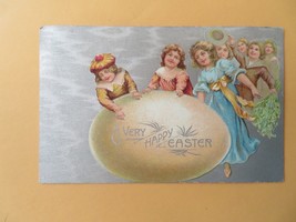 Easter Postcard Antique 1900&#39;s (Germany) Children with Large Easter Egg - £7.98 GBP