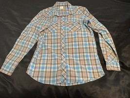 Wrangler 20X Men’s Pearl Snap Shirt XXL Blue Plaid Long Sleeve Western R... - $24.07