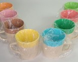 Set of 8 Vintage NOS? Thermo-Temp Raffiaware Colorful Ribbed Cups Mugs 8oz - £30.97 GBP