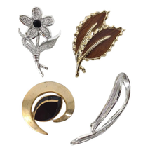 Set 4 Vintage Mid-Century SARAH COVENTRY Silver Gold Brooch Pins Estate Jewelry - £27.06 GBP