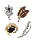 Set 4 Vintage Mid-Century SARAH COVENTRY Silver Gold Brooch Pins Estate ... - $643.76 MXN