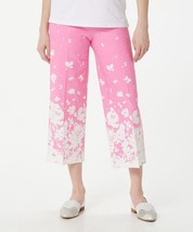 Isaac Mizrahi Live! 24/7 Wide-Leg Floral Pant (Candy Pink, Petite 10) A393851 - $19.99