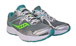 Saucony Cohesion Athletic Running Shoe Women Size 6.5 Wide Gray Green Accents - £22.89 GBP