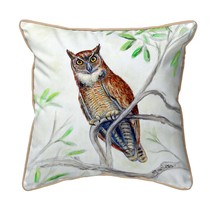 Betsy Drake Great Horned Owl Large Indoor Outdoor Pillow 18x18 - £37.59 GBP