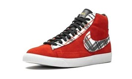 Nike Men&#39;s Blazer Mid PRM Suede Plaid Skate Shoes Red / White / Black Si... - £69.66 GBP