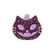 Funny Cartoon Metal Personal Decoration Pumpkin Cat Brooch Halloween Brooch Enam - £7.60 GBP