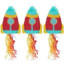 Mini Rocket Ship Pull Piatas For Outer Space Party (8 X 5.9 X 2.5 In, 3 Pack) - £22.37 GBP