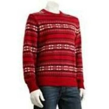 Mens Sweater Christmas Dockers Red Snowflake Long Sleeve Crewneck $65 NWT-sz L - £23.68 GBP