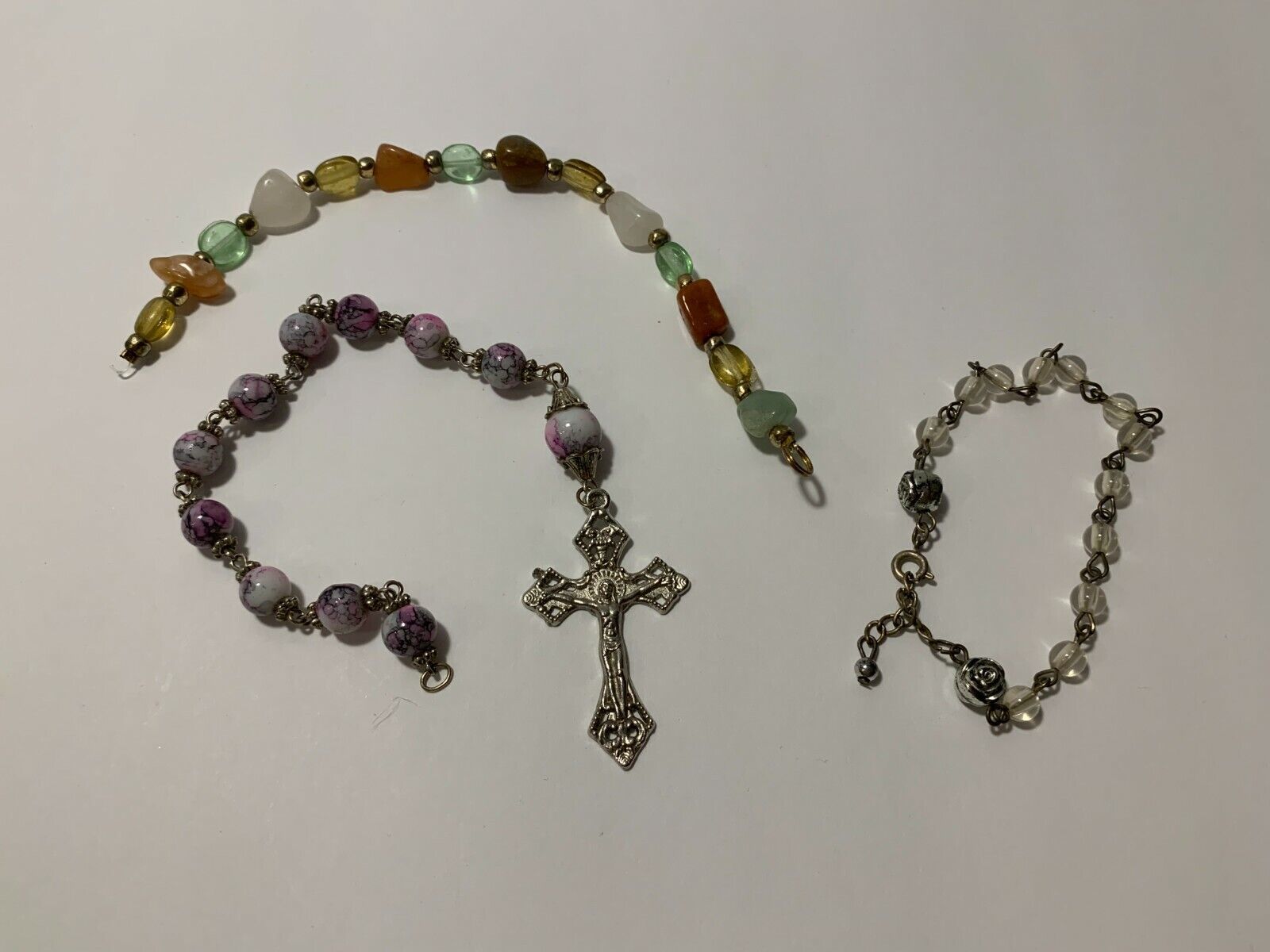 Primary image for Group of 3 Beaded Bracelets 1with Cross Charm DIY Craft Items