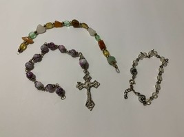 Group of 3 Beaded Bracelets 1with Cross Charm DIY Craft Items - £1.80 GBP