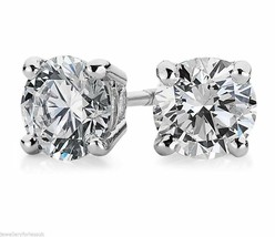 18Carat White Gold Round Diamond Solitaire Stud Earrings 2.00 Carats GIA - $17,460.70