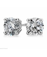 18Carat White Gold Round Diamond Solitaire Stud Earrings 2.00 Carats GIA - $17,376.74