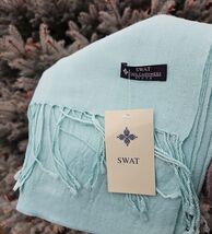 Swat STS Cashmere Scarf Shawl Head Cover Green Fringe Lightweight Should... - $17.26