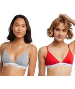 Hanes Triangle Bralette 2 Pack Shelton Red/Concrete Heather Bra Size Sma... - $13.85