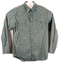 Roper Paisley Flip Cuffs Brown Shirt Mens XL Turquoise Tetris - £31.45 GBP
