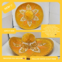 adults gold  with gold  decorations mexican charro sombrero MARIACHI HAT  - £78.62 GBP