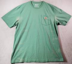 Carhartt T Shirt Mens Large Green Knit Cotton Short Sleeve Crew Neck Poc... - £10.21 GBP