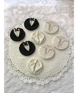 Bride and Groom fondant cupcake toppers.  - £27.53 GBP+