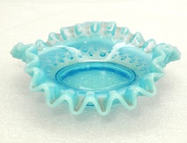 Fenton Art Glass Dish, Tricorn w/Ruffled Rim, Pale Blue Hobnail, Trinket... - £19.51 GBP