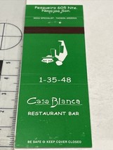 Vintage Matchbook Cover  Casa Blanca Restaurant Bar  Tucson, AZ  gmg  Un... - £9.85 GBP