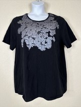 Liz &amp; Me For Catherines Womens Plus Size 0X Black Floral T-shirt Short Sleeve - £11.59 GBP