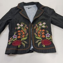 Yank American BAU1184 Youth Gray Orange -Pinstripe Embroidered Blazer Size 7/8 image 14