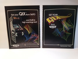 Qix Arcade FLYER Video Game Artwork 2 Sheets Detached Edges Worn 1981 - £14.88 GBP