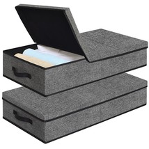 Under Bed Storage Containers Bins With Lids, Foldable Stackable Underbed Storage - £41.55 GBP
