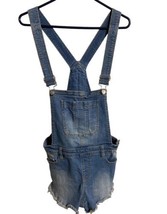 Delias Bibs Shortalls Womens Small Light Wash Denim Overall Fringed Hem ... - $11.54