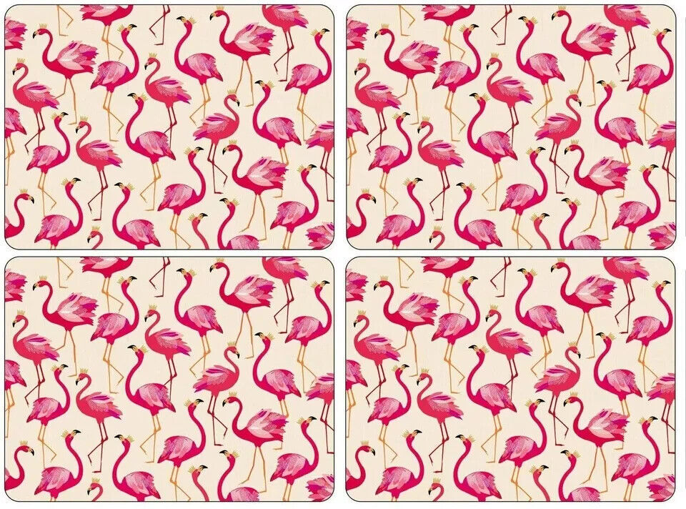 Sara Miller London Flamingo Placemats Portmeirion by Pimpernel  Set of 4 NIB - $28.04