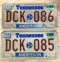 1994 Tennessee License Plate Anderson County -DCK085 and DCK086 - £15.80 GBP