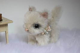 Teddy kitten/Kitty/Cat/White plush cat/Collectible cat toy/White kitten/Mohair c - £124.30 GBP