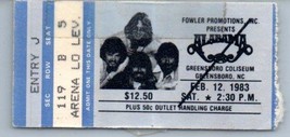 Vintage Alabama Ticket Stub February 12 1983 Greensboro North Carolina - £27.09 GBP