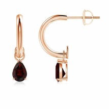 ANGARA Pear-Shaped Garnet Drop Earrings with Screw Back in 14K Rose Gold - £209.83 GBP