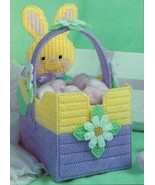 Plastic Canvas Baskets For Baby Easter Bunny Lamb Bear Stork Patterns New - $12.99