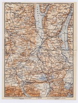 1910 Antique Map Of Ammersee Starnberger See Weilheim Bavaria Germany - £16.76 GBP