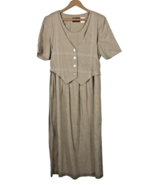 Long Maxi Dress Short Sleeve Linen Blend Modest Church Vintage Cottageco... - $67.55 CAD