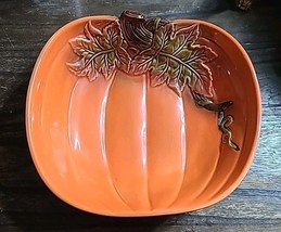 Beautiful Harvest/Fall Pumpkin Decorative Halloween Shallow Porcelain Bo... - $29.89