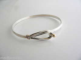 Tiffany &amp; Co Hook &amp; Eye Bangle Silver 18K Gold Loop Love Bracelet Gift T... - £290.74 GBP