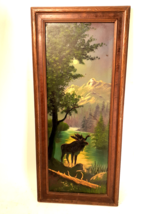 Wonderful Original Oil on Board, Moose by River in Moonlight - £88.66 GBP