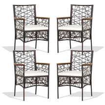 4 Pcs Outdoor Dining Chairs Pe Wicker Patio Bistro Chairs For Porch &amp; Ba... - £258.59 GBP